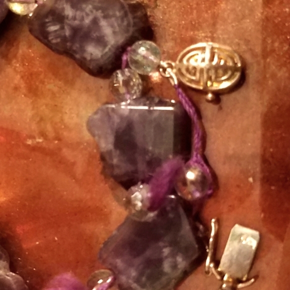 Amethyst, Moonstone & Gold Statement Designer Bracelet . - Picture 5 of 6